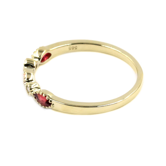 Gilded Lane 14K Gold Marquise Gemstone & Diamond Milgrain Stack Ring