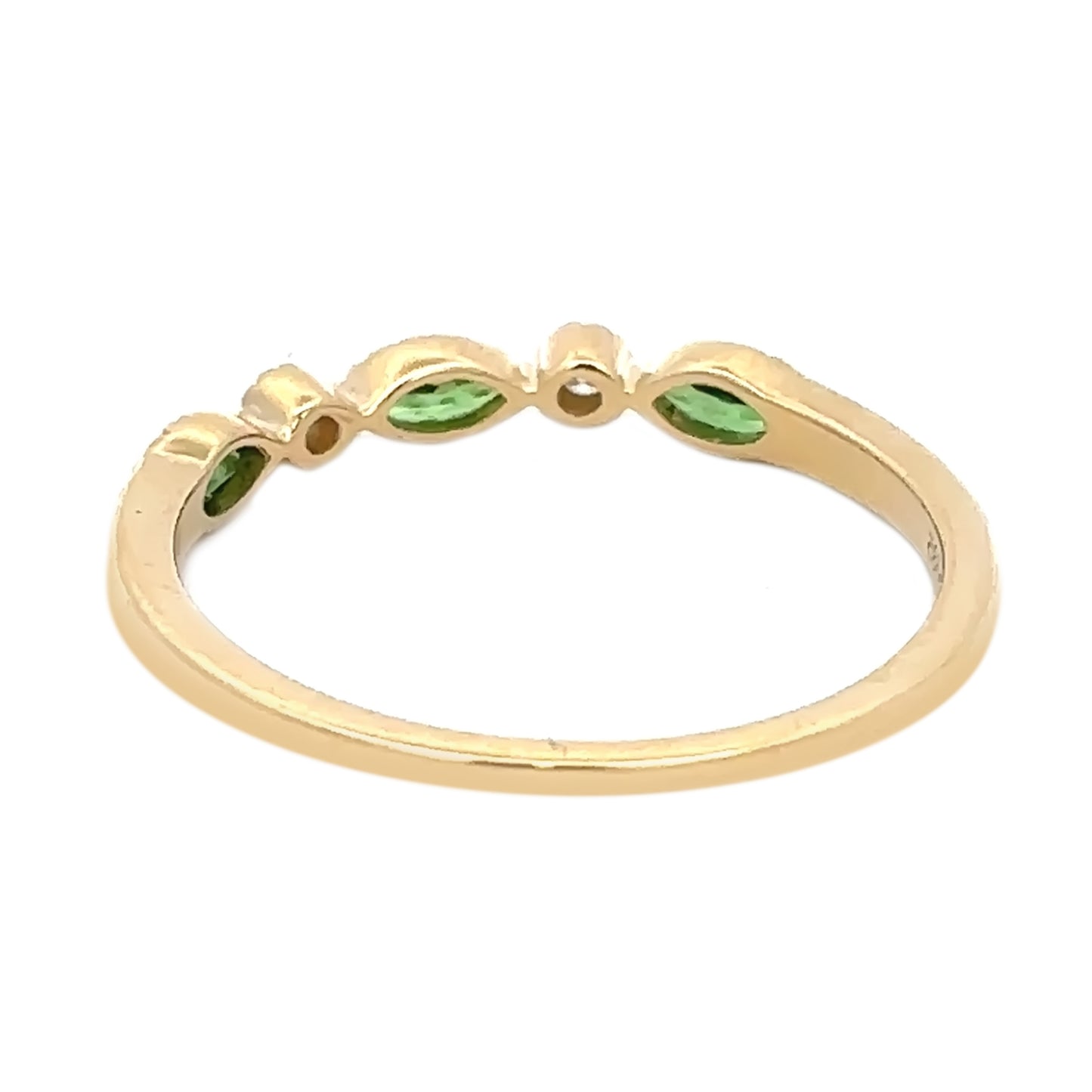 Gilded Lane 14K Gold Marquise Gemstone & Diamond Milgrain Stack Ring