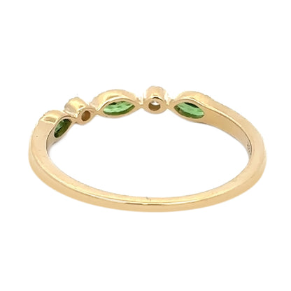 Gilded Lane 14K Gold Marquise Gemstone & Diamond Milgrain Stack Ring