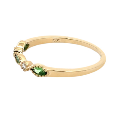 Gilded Lane 14K Gold Marquise Gemstone & Diamond Milgrain Stack Ring