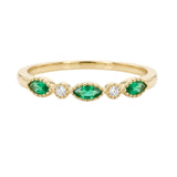 Gilded Lane 14K Gold Marquise Gemstone & Diamond Milgrain Stack Ring