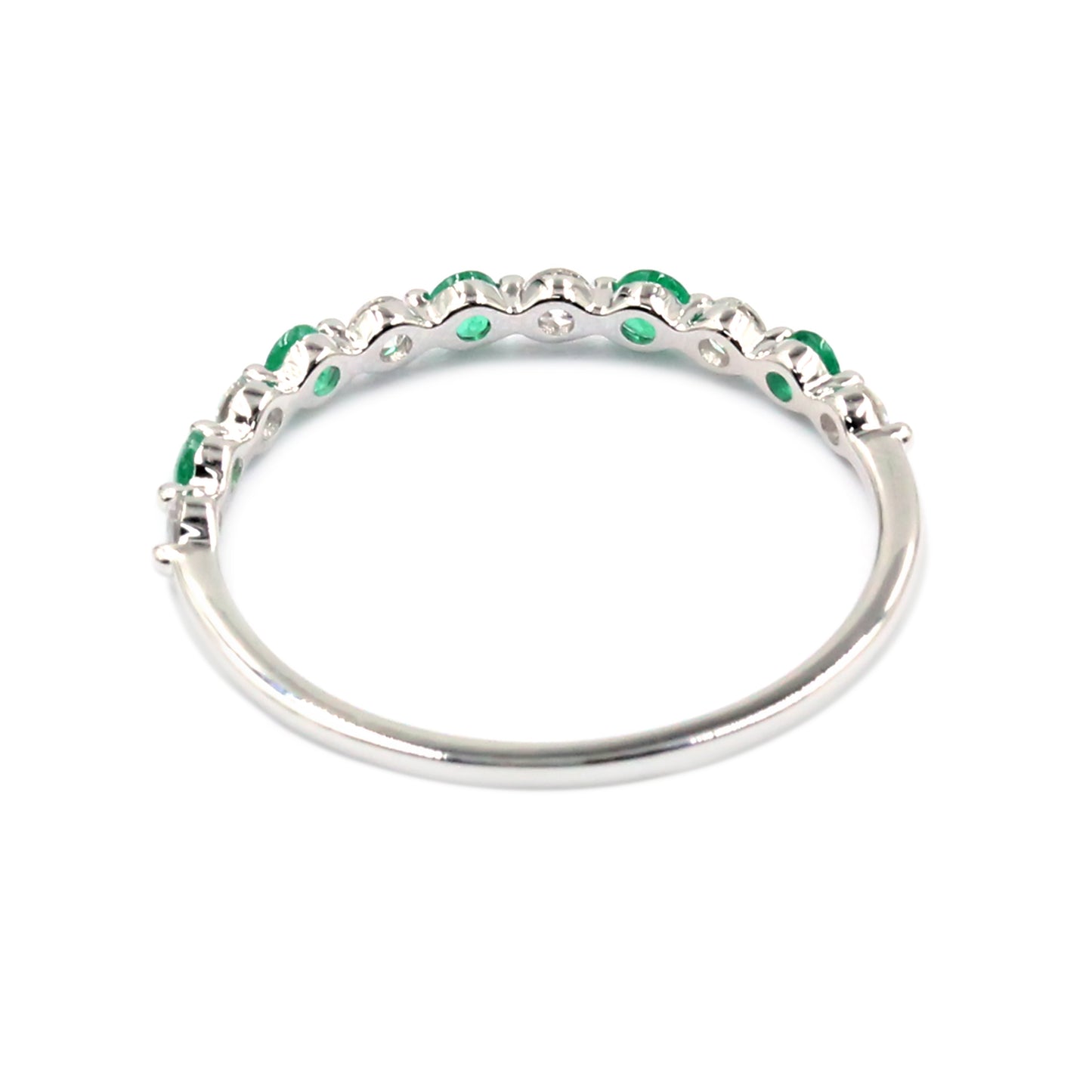 Gilded Lane 14K Gold Zambian Emerald & Diamond Alternating Stack Ring