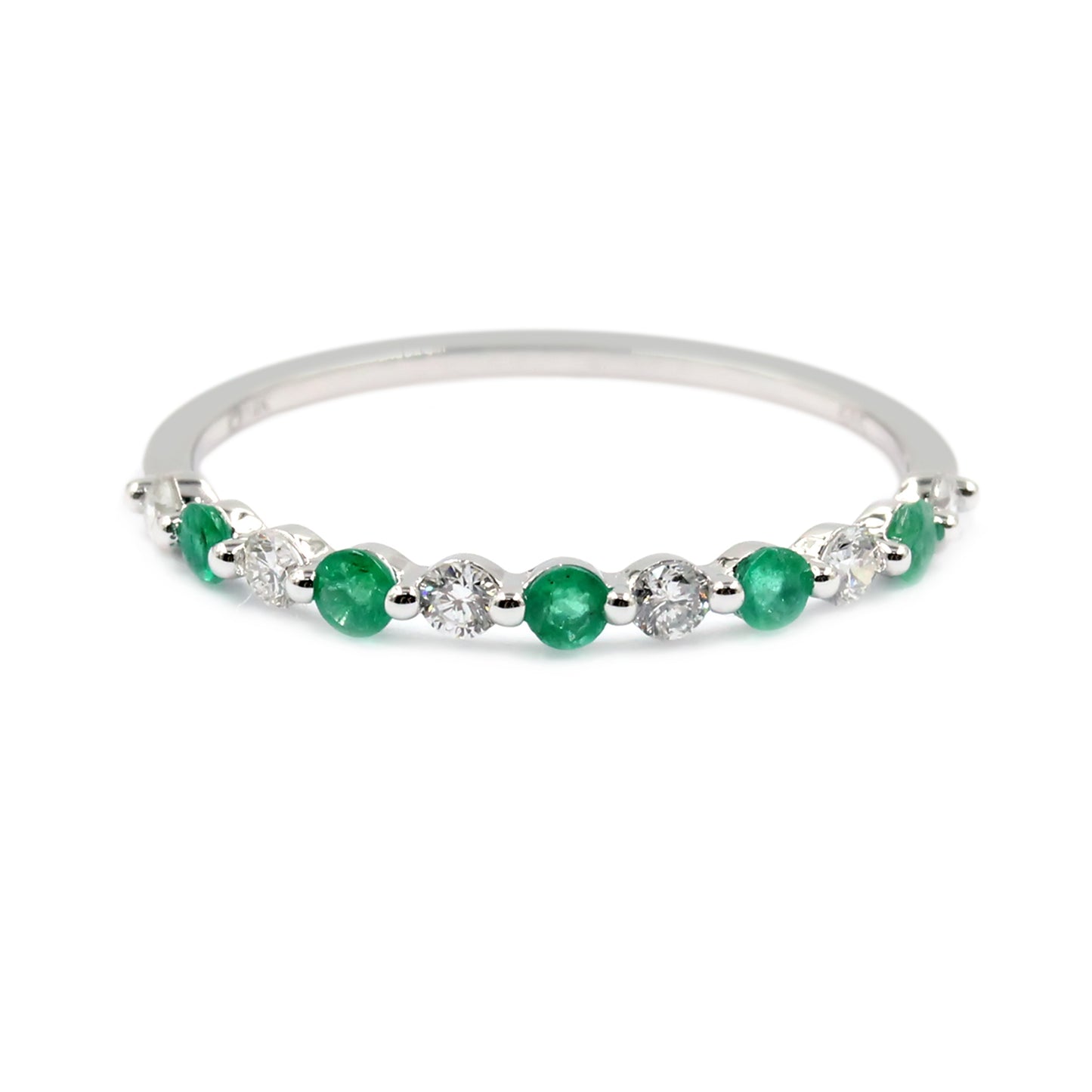 Gilded Lane 14K Gold Zambian Emerald & Diamond Alternating Stack Ring