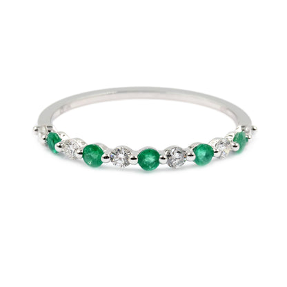 Gilded Lane 14K Gold Zambian Emerald & Diamond Alternating Stack Ring