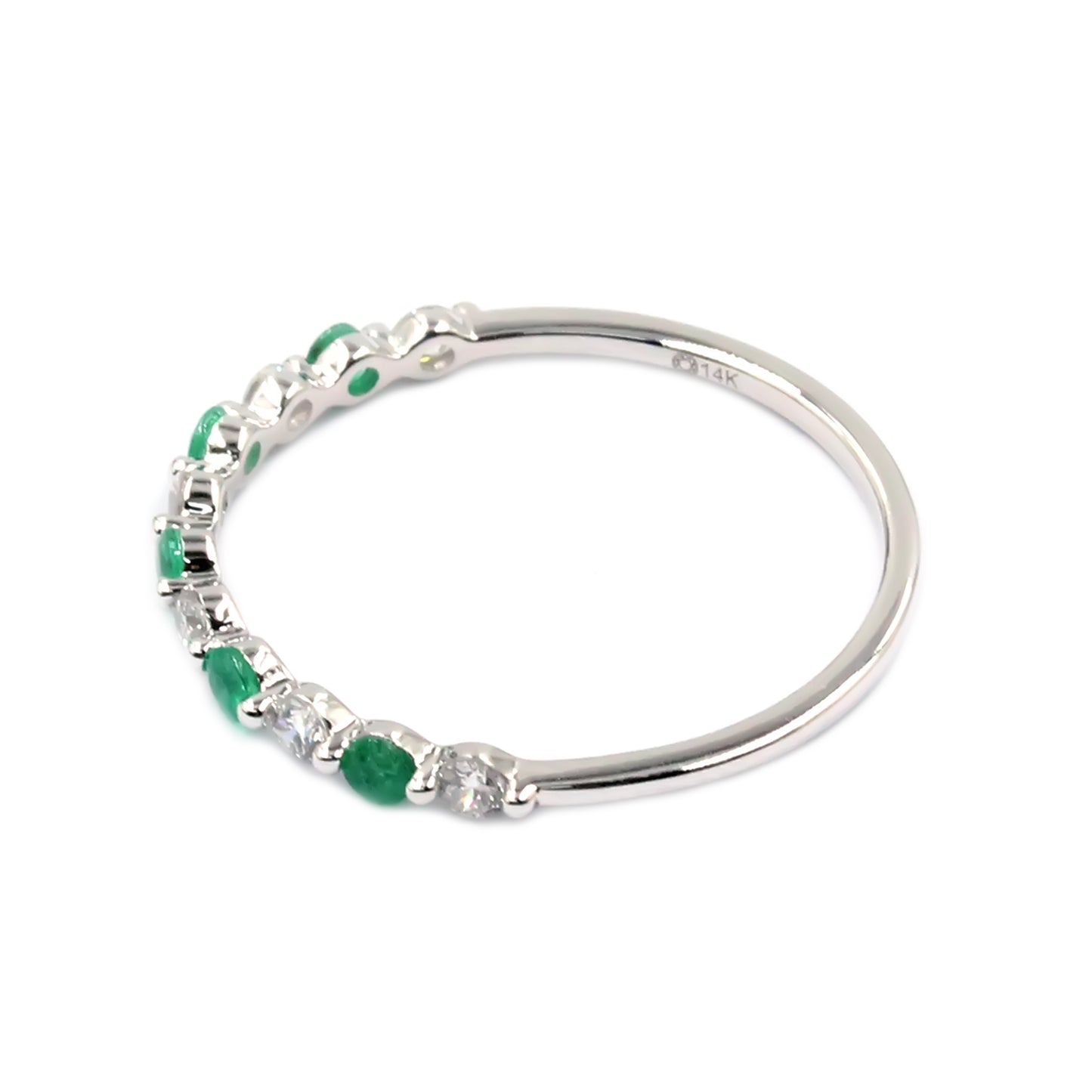 Gilded Lane 14K Gold Zambian Emerald & Diamond Alternating Stack Ring