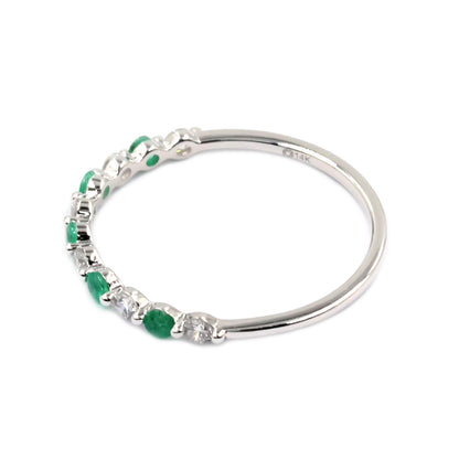 Gilded Lane 14K Gold Zambian Emerald & Diamond Alternating Stack Ring