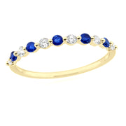 Gilded Lane 14K Gold Choice of Sapphire & Diamond Alternating Stack Ring