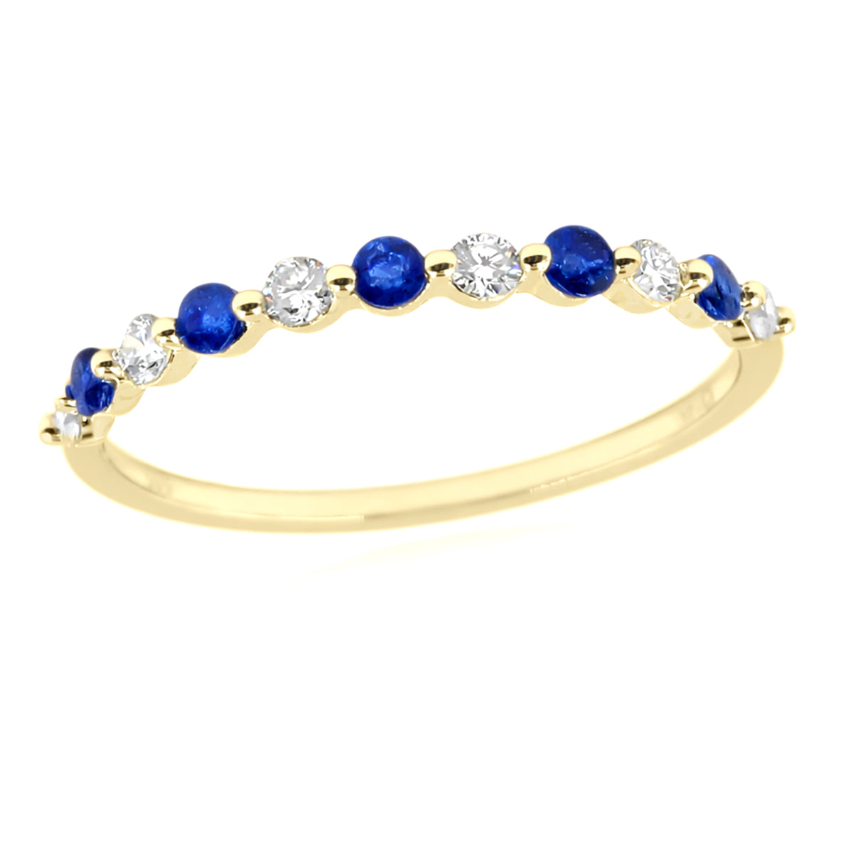 Gilded Lane 14K Gold Choice of Sapphire & Diamond Alternating Stack Ring