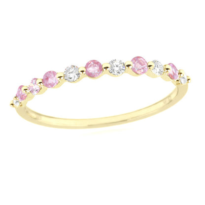 Gilded Lane 14K Gold Choice of Sapphire & Diamond Alternating Stack Ring