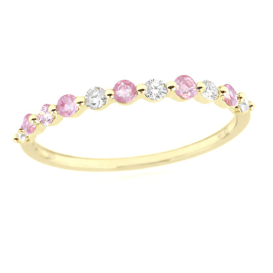 Gilded Lane 14K Gold Choice of Sapphire & Diamond Alternating Stack Ring