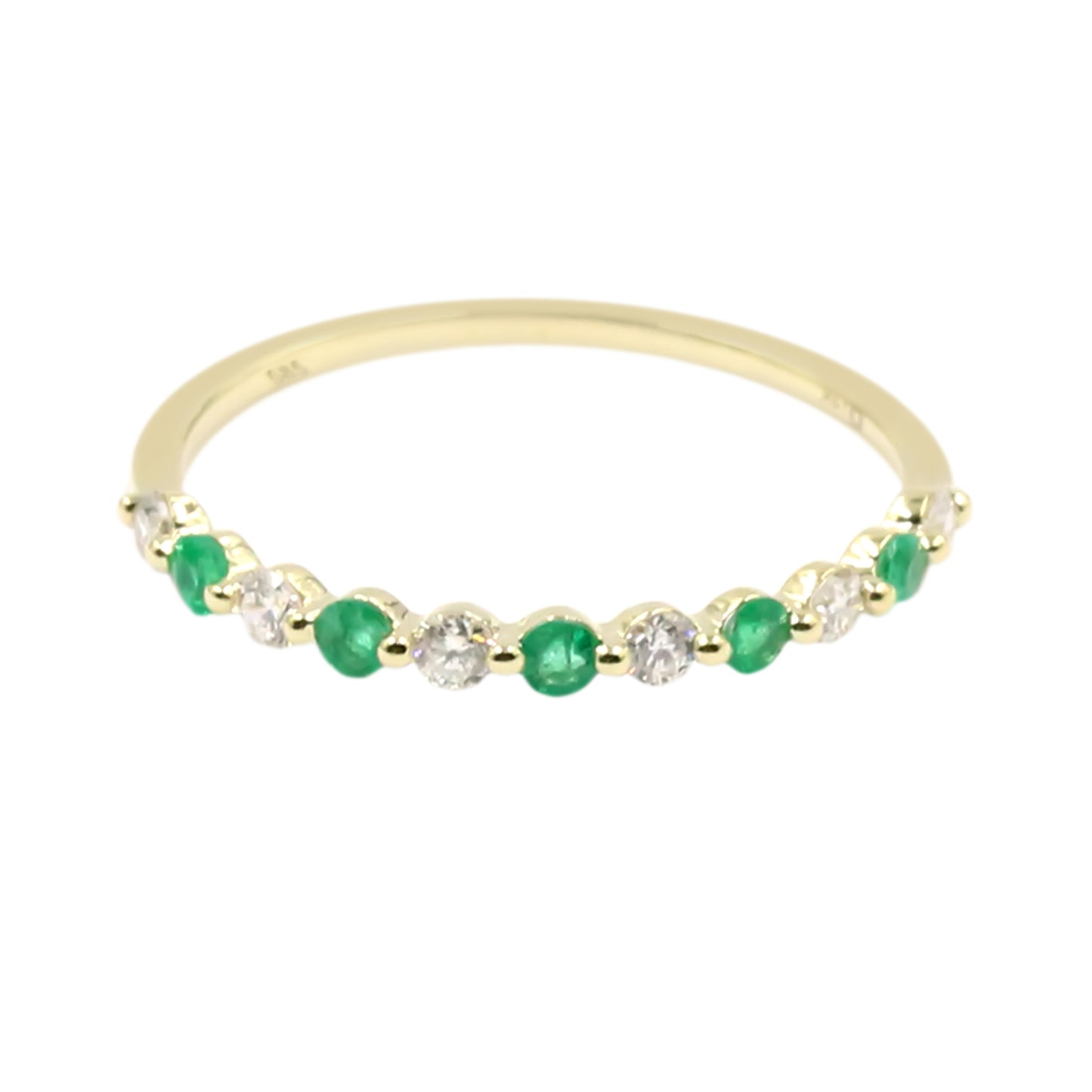 Gilded Lane 14K Gold Zambian Emerald & Diamond Alternating Stack Ring