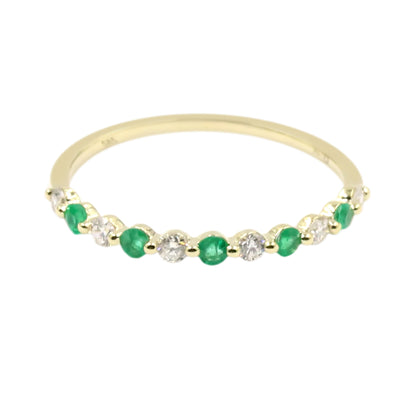 Gilded Lane 14K Gold Zambian Emerald & Diamond Alternating Stack Ring
