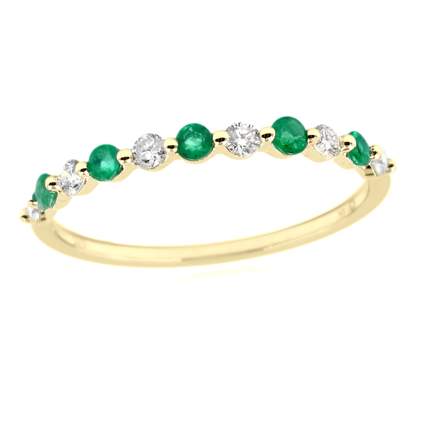 Gilded Lane 14K Gold Zambian Emerald & Diamond Alternating Stack Ring