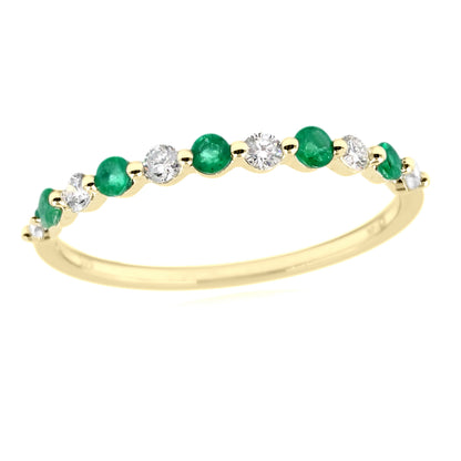 Gilded Lane 14K Gold Zambian Emerald & Diamond Alternating Stack Ring
