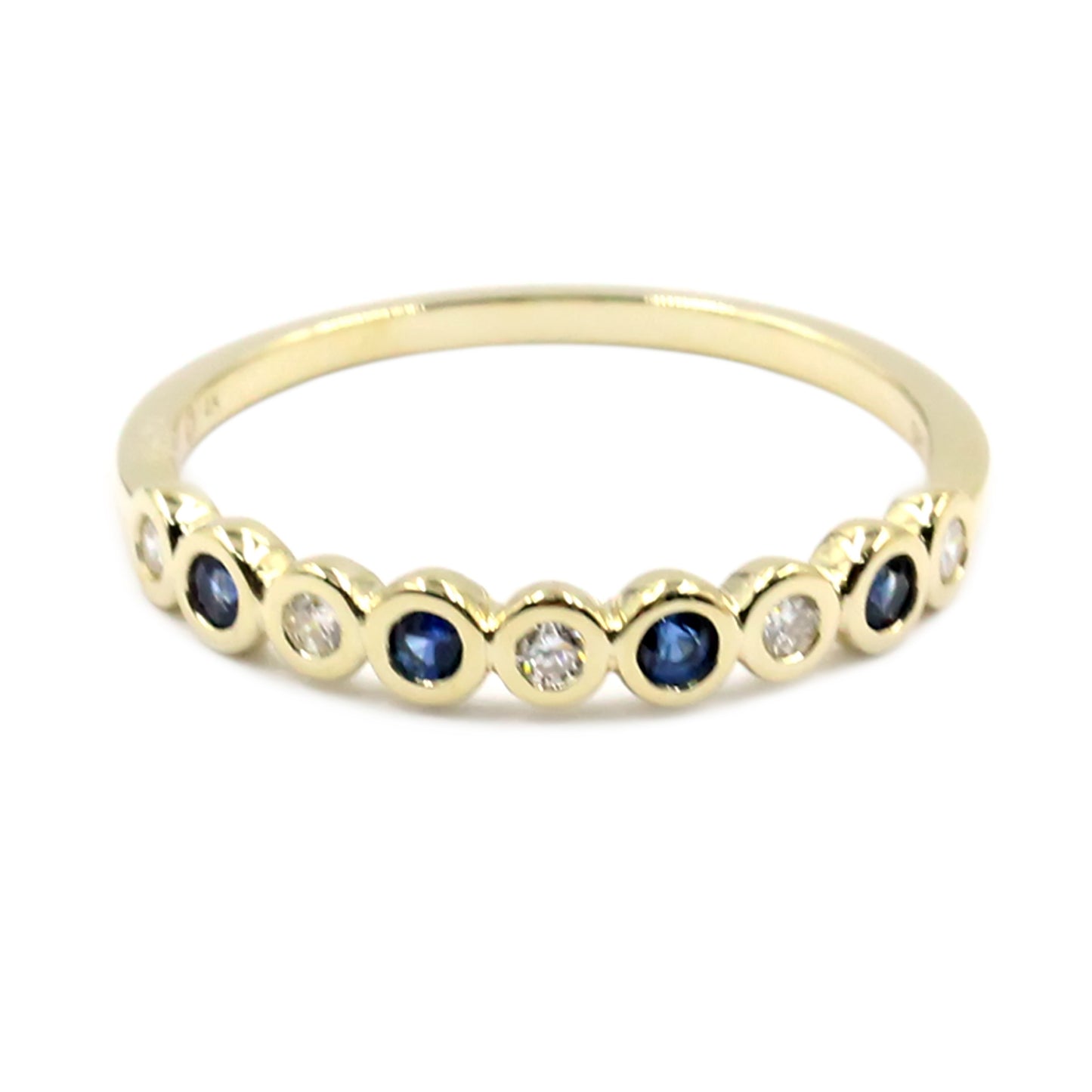 Gilded Lane 14K Gold Choice of Precious Gem & Diamond Bezel Set Stack Ring