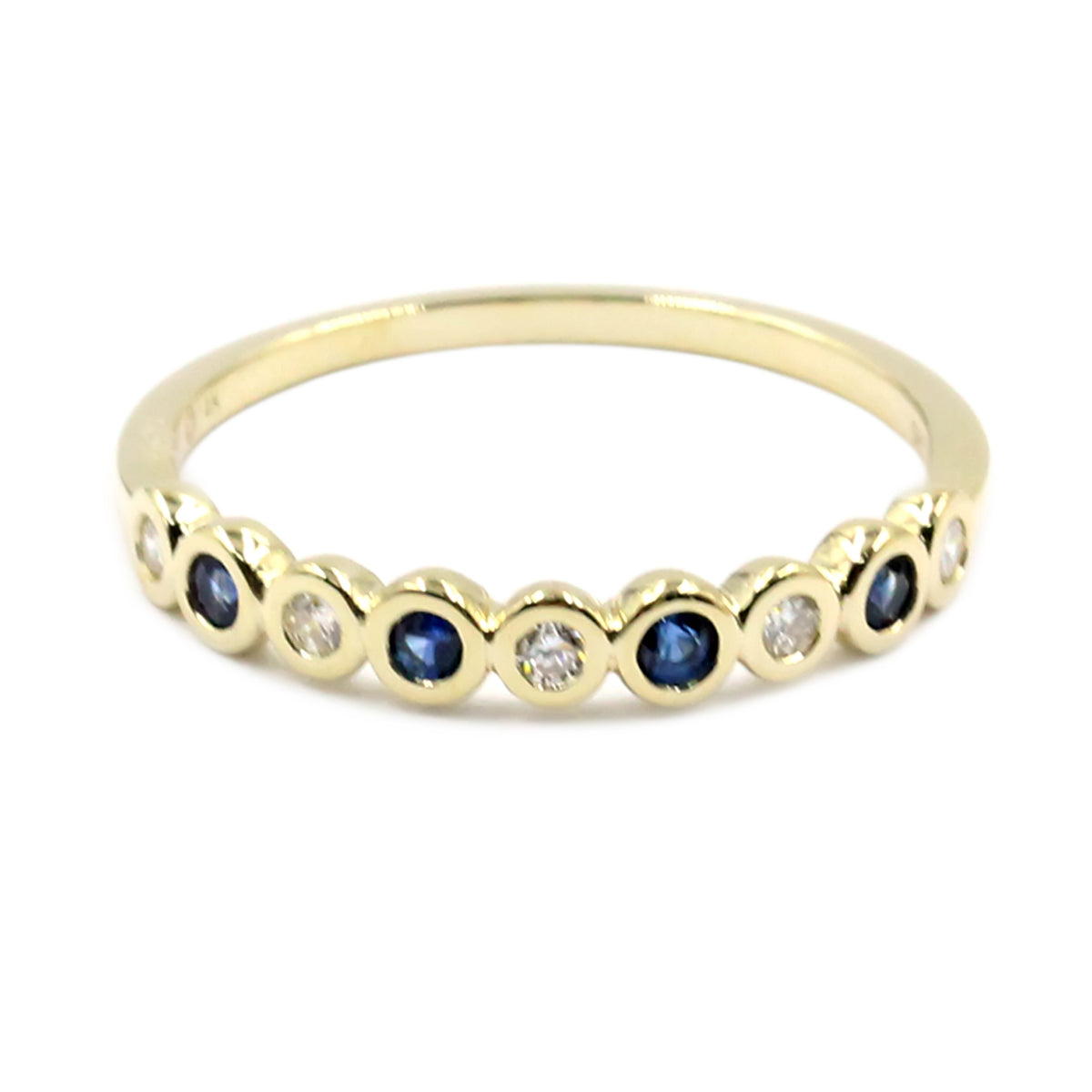 Gilded Lane 14K Gold Choice of Precious Gem & Diamond Bezel Set Stack Ring
