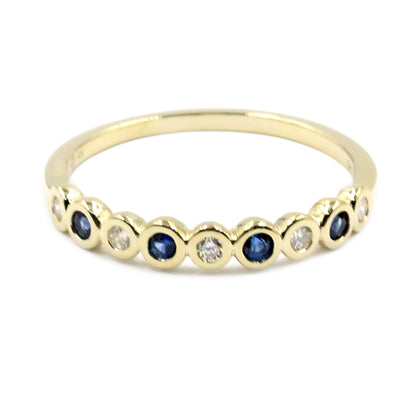 Gilded Lane 14K Gold Choice of Precious Gem & Diamond Bezel Set Stack Ring