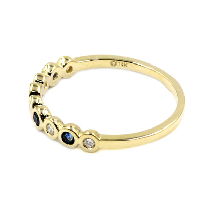 Gilded Lane 14K Gold Choice of Precious Gem & Diamond Bezel Set Stack Ring