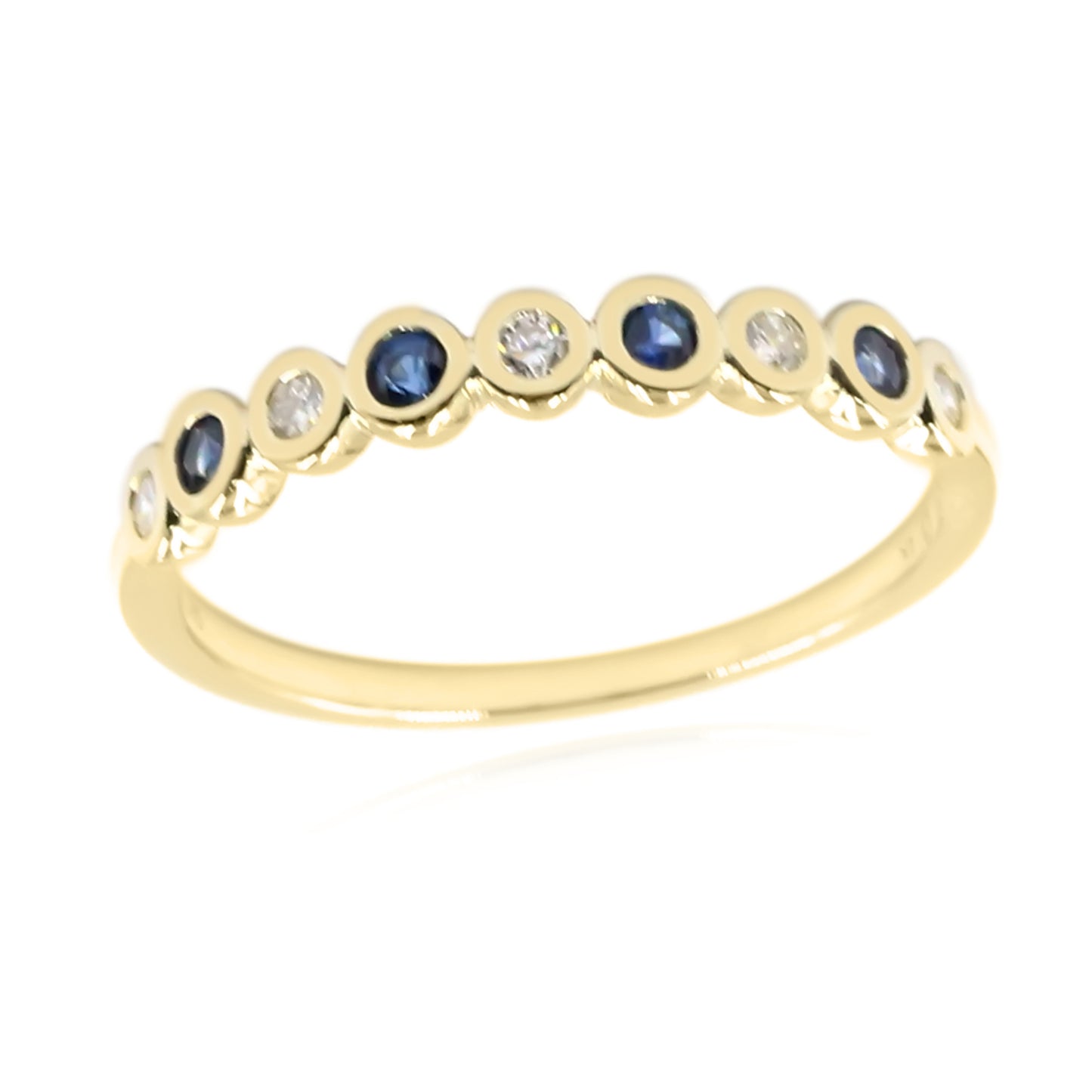 Gilded Lane 14K Gold Choice of Precious Gem & Diamond Bezel Set Stack Ring