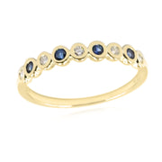 Gilded Lane 14K Gold Choice of Precious Gem & Diamond Bezel Set Stack Ring