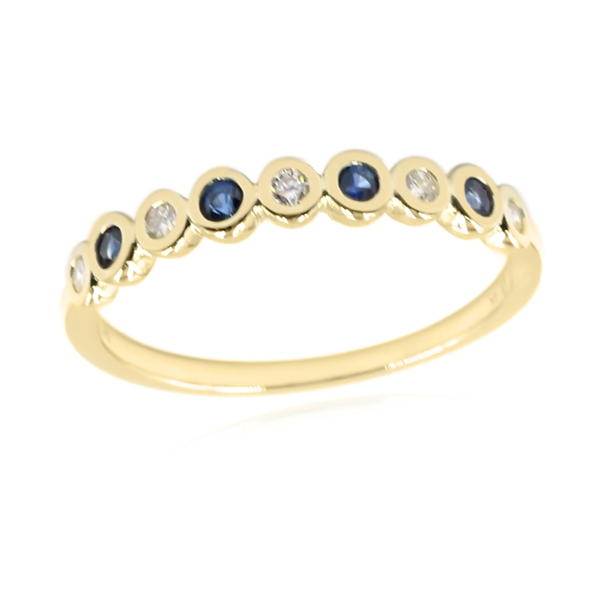 Gilded Lane 14K Gold Choice of Precious Gem & Diamond Bezel Set Stack Ring