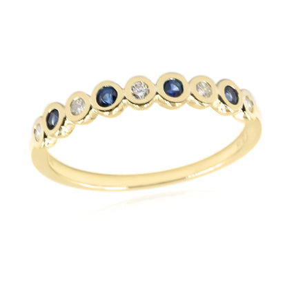 Gilded Lane 14K Gold Choice of Precious Gem & Diamond Bezel Set Stack Ring