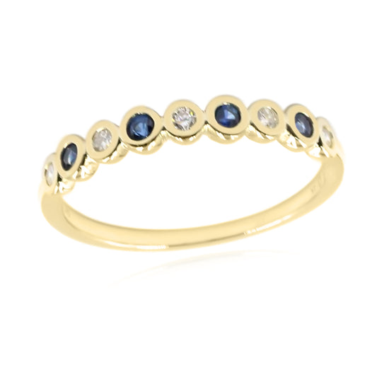 Gilded Lane 14K Gold Choice of Precious Gem & Diamond Bezel Set Stack Ring