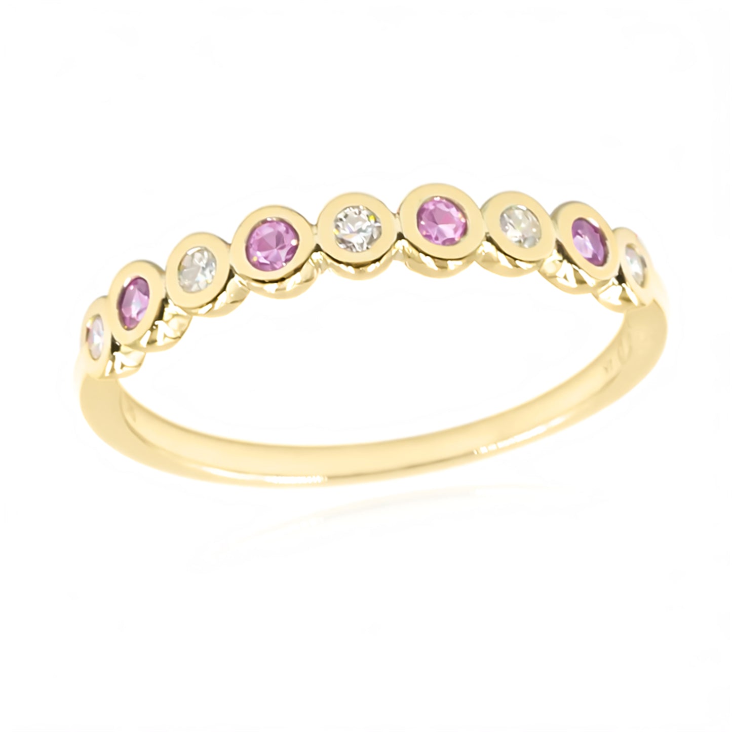 Gilded Lane 14K Gold Choice of Precious Gem & Diamond Bezel Set Stack Ring