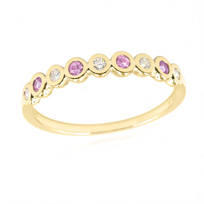 Gilded Lane 14K Gold Choice of Precious Gem & Diamond Bezel Set Stack Ring