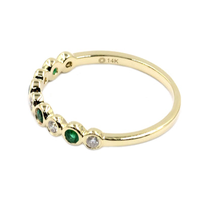 Gilded Lane 14K Gold Choice of Precious Gem & Diamond Bezel Set Stack Ring