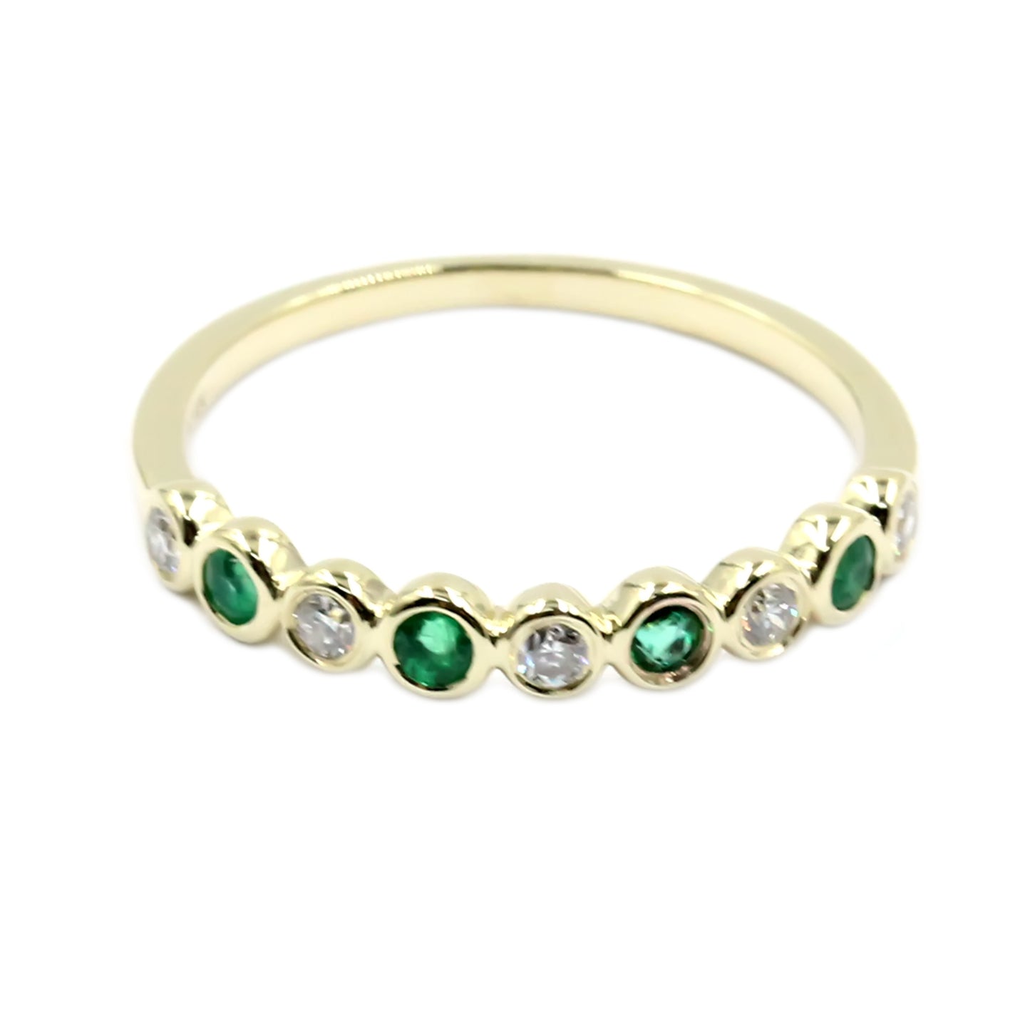 Gilded Lane 14K Gold Choice of Precious Gem & Diamond Bezel Set Stack Ring