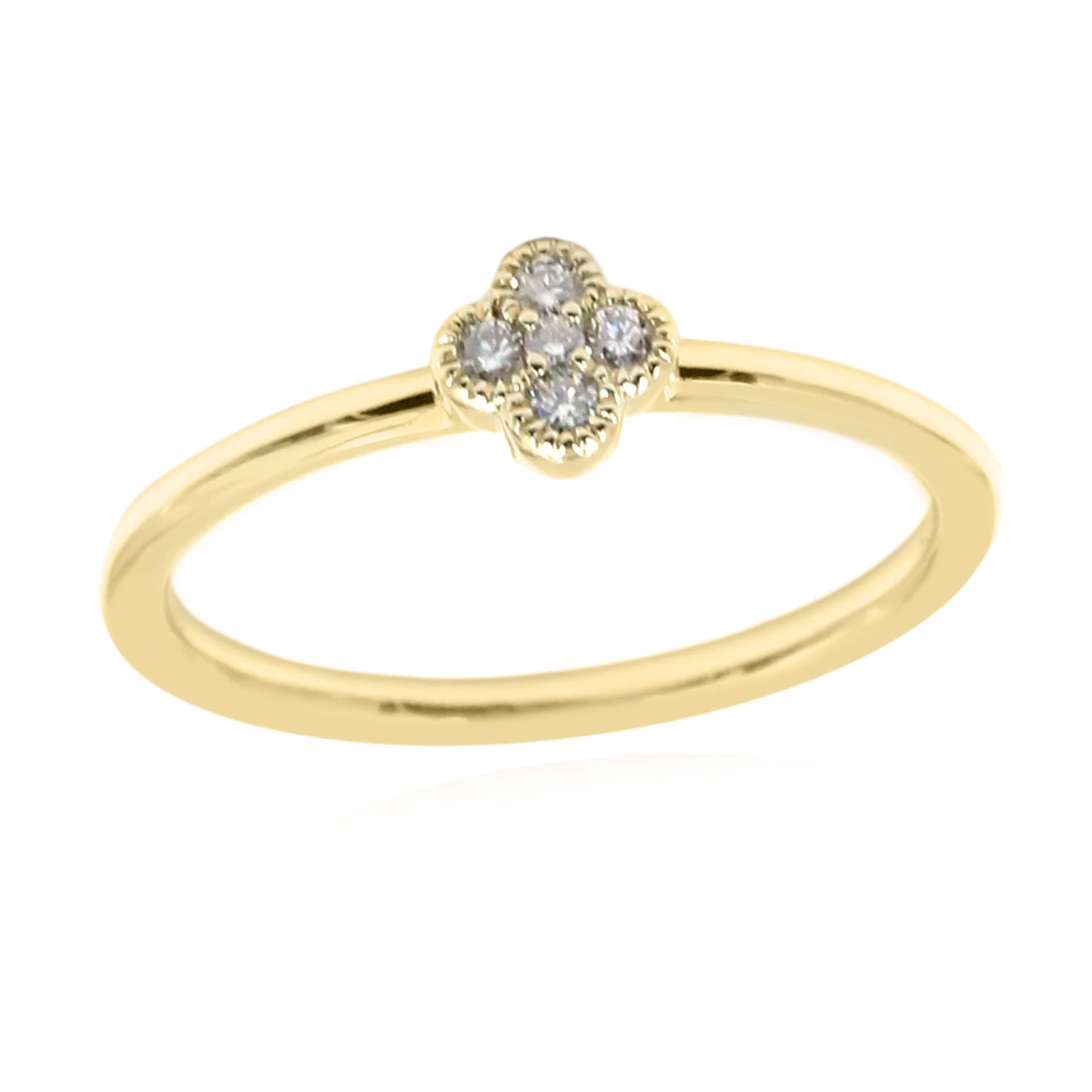 Gilded Lane 14K Gold 0.09ctw Diamond 5-Stone Cluster Stacking Ring
