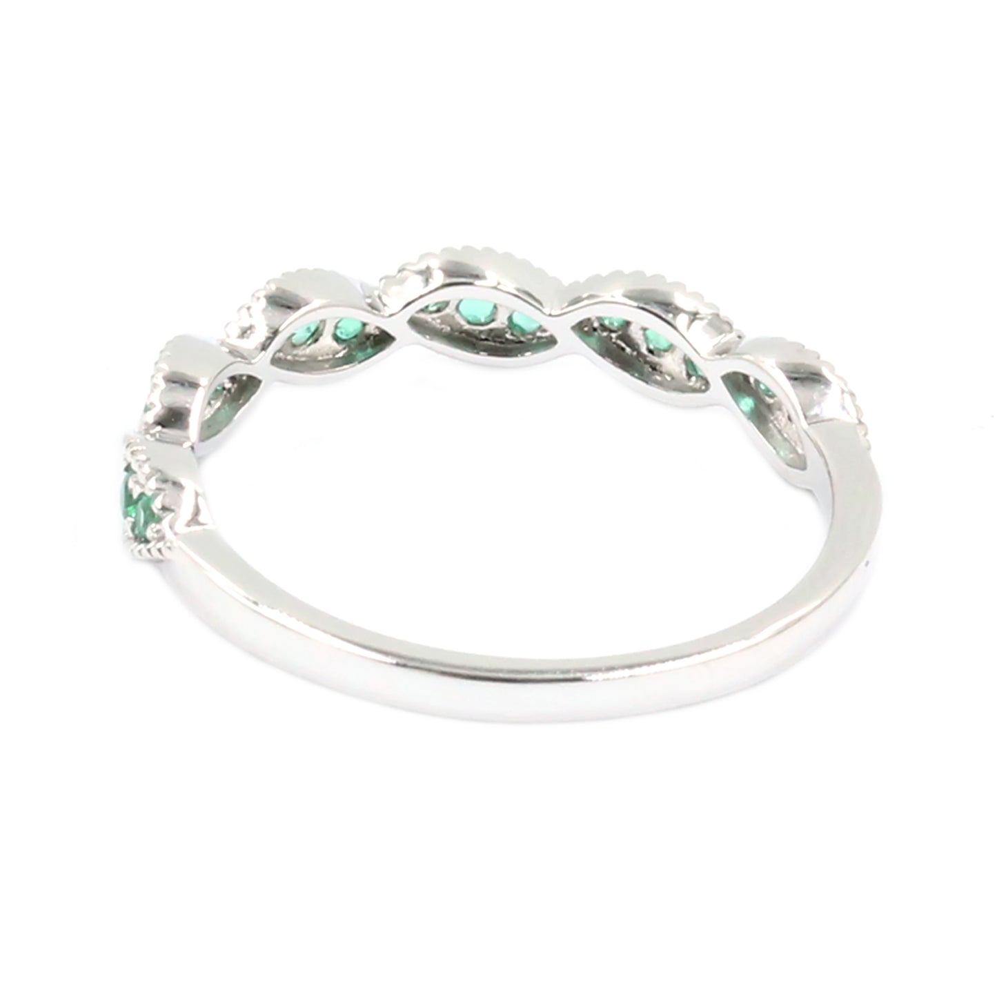 Gilded Lane 14K Gold Zambian Emerald Milgrain Twisted Stack Ring