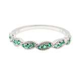 Gilded Lane 14K Gold Zambian Emerald Milgrain Twisted Stack Ring