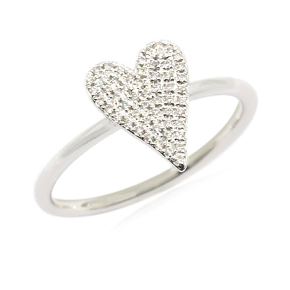 Gilded Lane 14K Gold 0.12ctw Diamond Pave Heart Ring