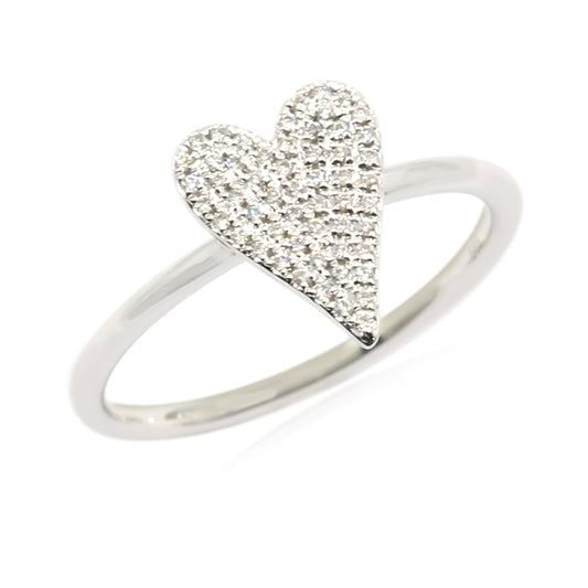 Gilded Lane 14K Gold 0.12ctw Diamond Pave Heart Ring