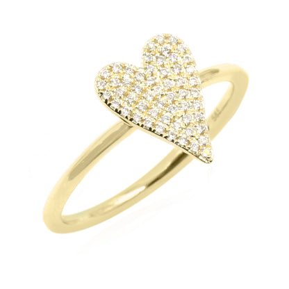 Gilded Lane 14K Gold 0.12ctw Diamond Pave Heart Ring