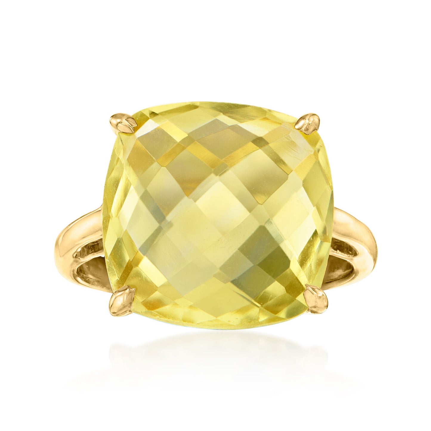 Pinctore 18K Gold Plated 14mm Checkerboard-Cut Ouro Verde Solitaire Ring