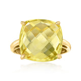 Pinctore 18K Gold Plated 14mm Checkerboard-Cut Ouro Verde Solitaire Ring