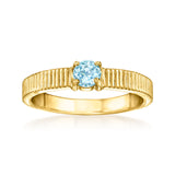 Pinctore 18K Gold Plated 4mm Gemstone Solitaire Textured Ring