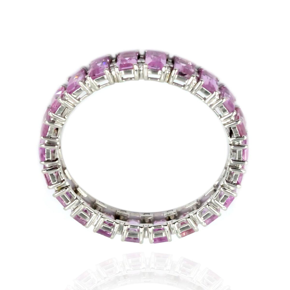 Gilded Lane 14K Gold Baguette Pink Sapphire & Diamond Eternity Band Ring