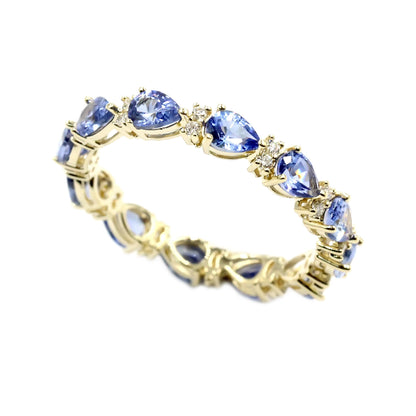 Gilded Lane 14K Gold 4x3mm Pear-Shaped Ceylon Blue Sapphire & Diamond Eternity Band Ring