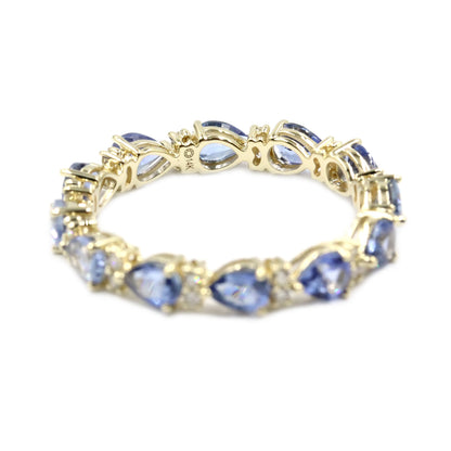 Gilded Lane 14K Gold 4x3mm Pear-Shaped Ceylon Blue Sapphire & Diamond Eternity Band Ring