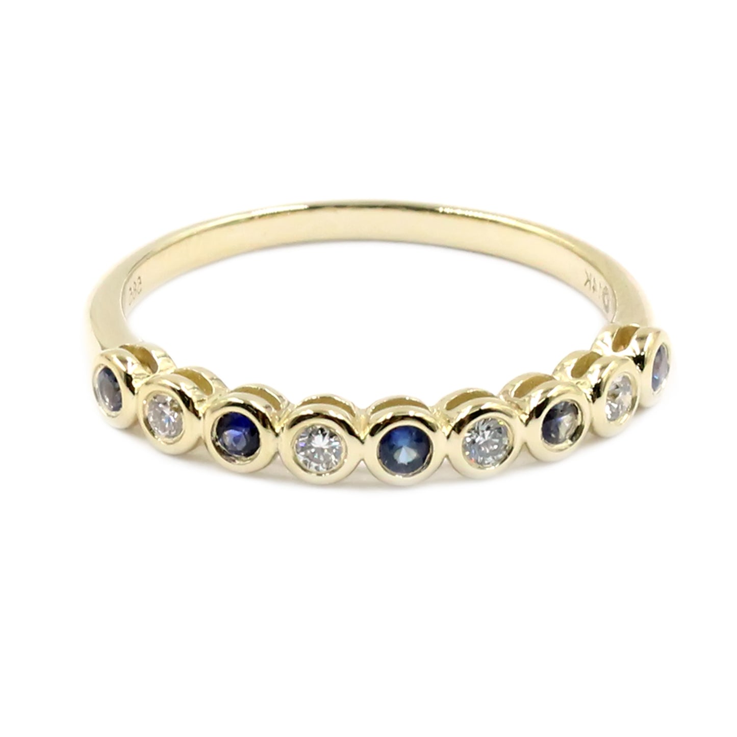 Gilded Lane 14K Gold Choice of Bezel-Set Sapphire & Diamond Stack Ring