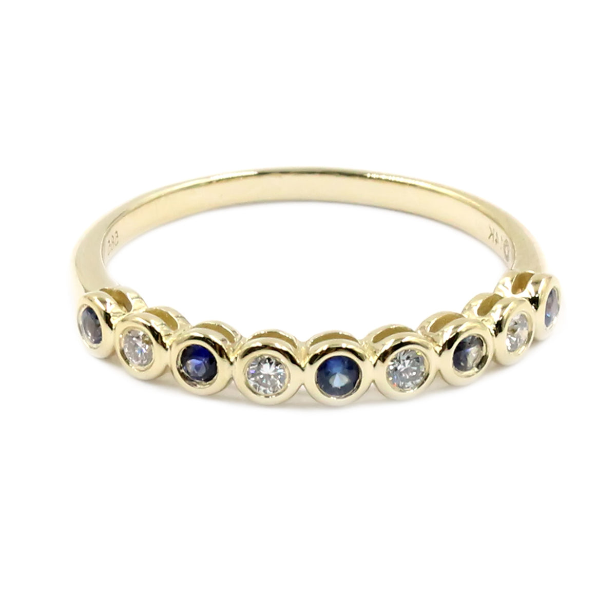 Gilded Lane 14K Gold Choice of Bezel-Set Sapphire & Diamond Stack Ring
