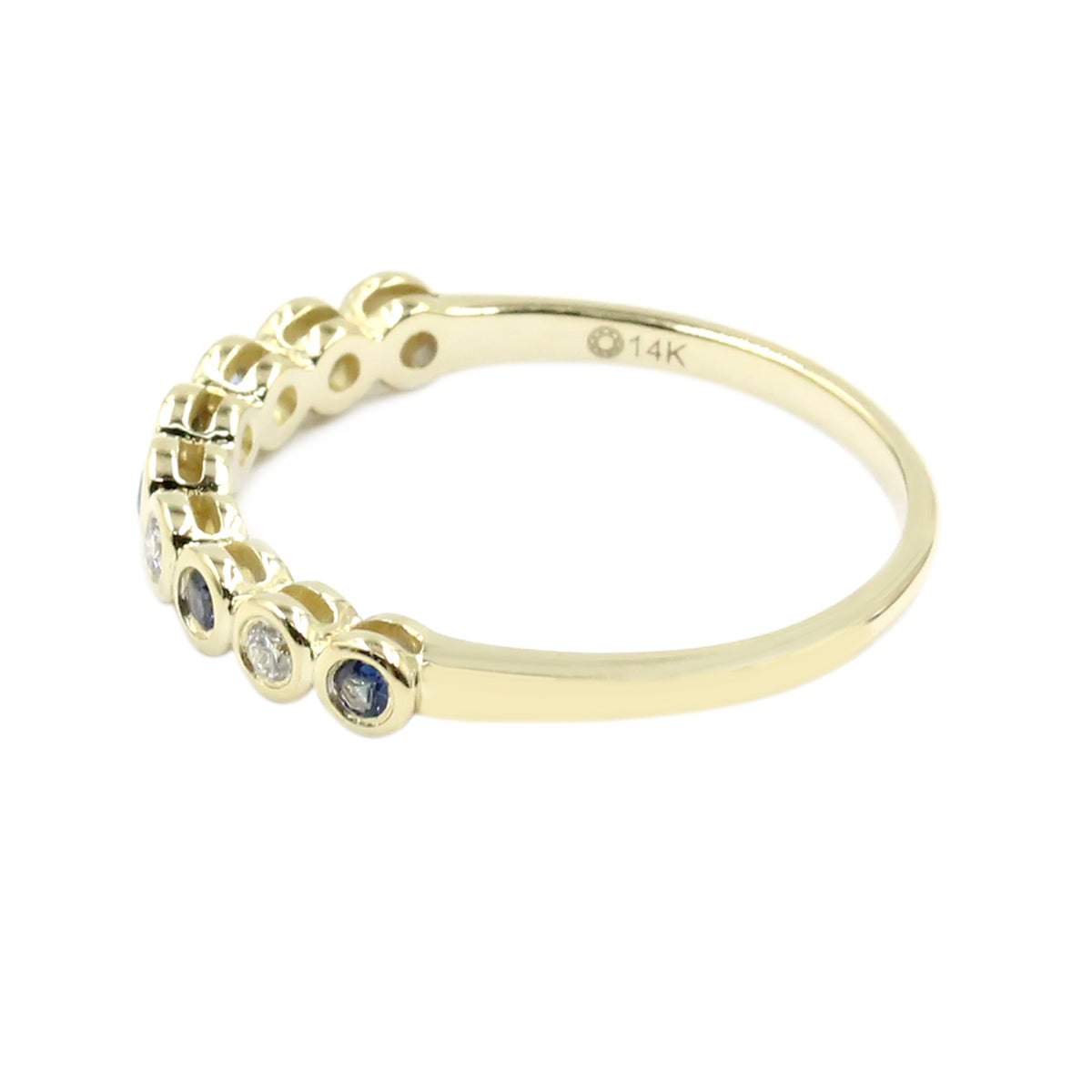 Gilded Lane 14K Gold Choice of Bezel-Set Sapphire & Diamond Stack Ring