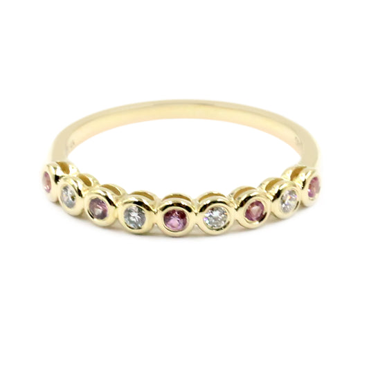 Gilded Lane 14K Gold Choice of Bezel-Set Sapphire & Diamond Stack Ring