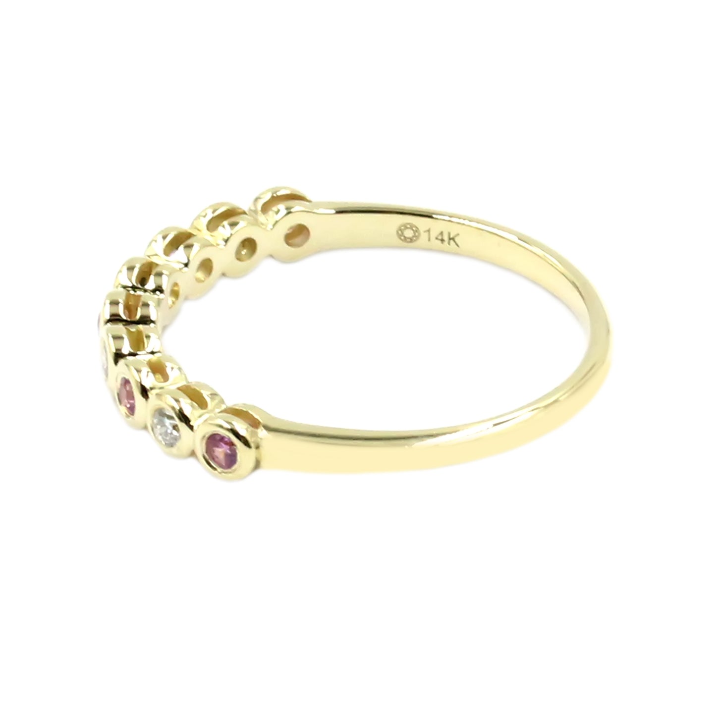 Gilded Lane 14K Gold Choice of Bezel-Set Sapphire & Diamond Stack Ring