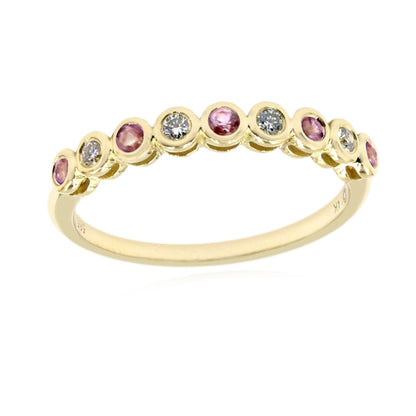 Gilded Lane 14K Gold Choice of Bezel-Set Sapphire & Diamond Stack Ring