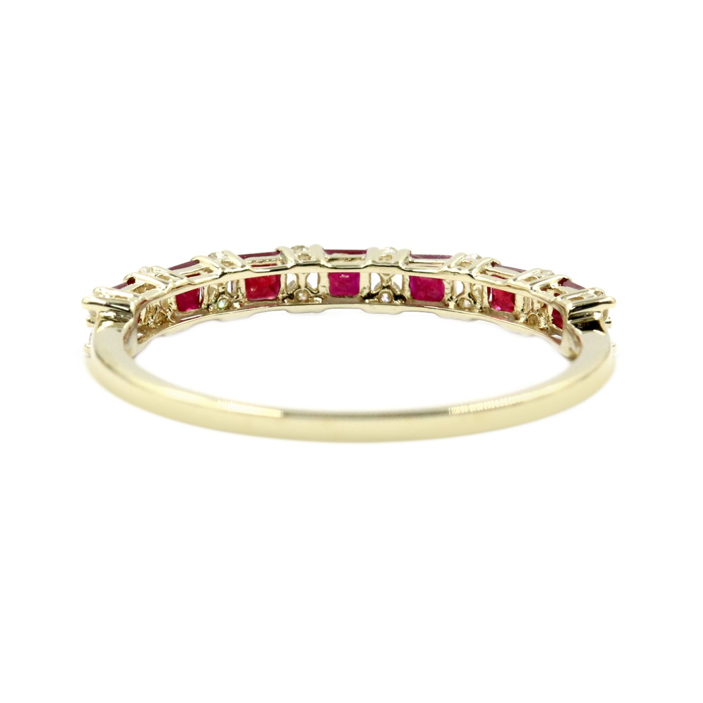 Gilded Lane 14K Gold 2mm Square-Cut Ruby & Diamond Alternating Stack Ring